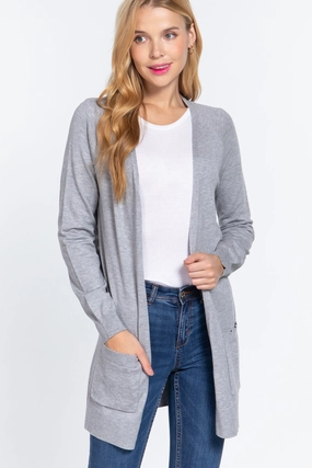 Active Basic Open Front Long Sleeve Cardigan Weekend Specials Special Savings Today
