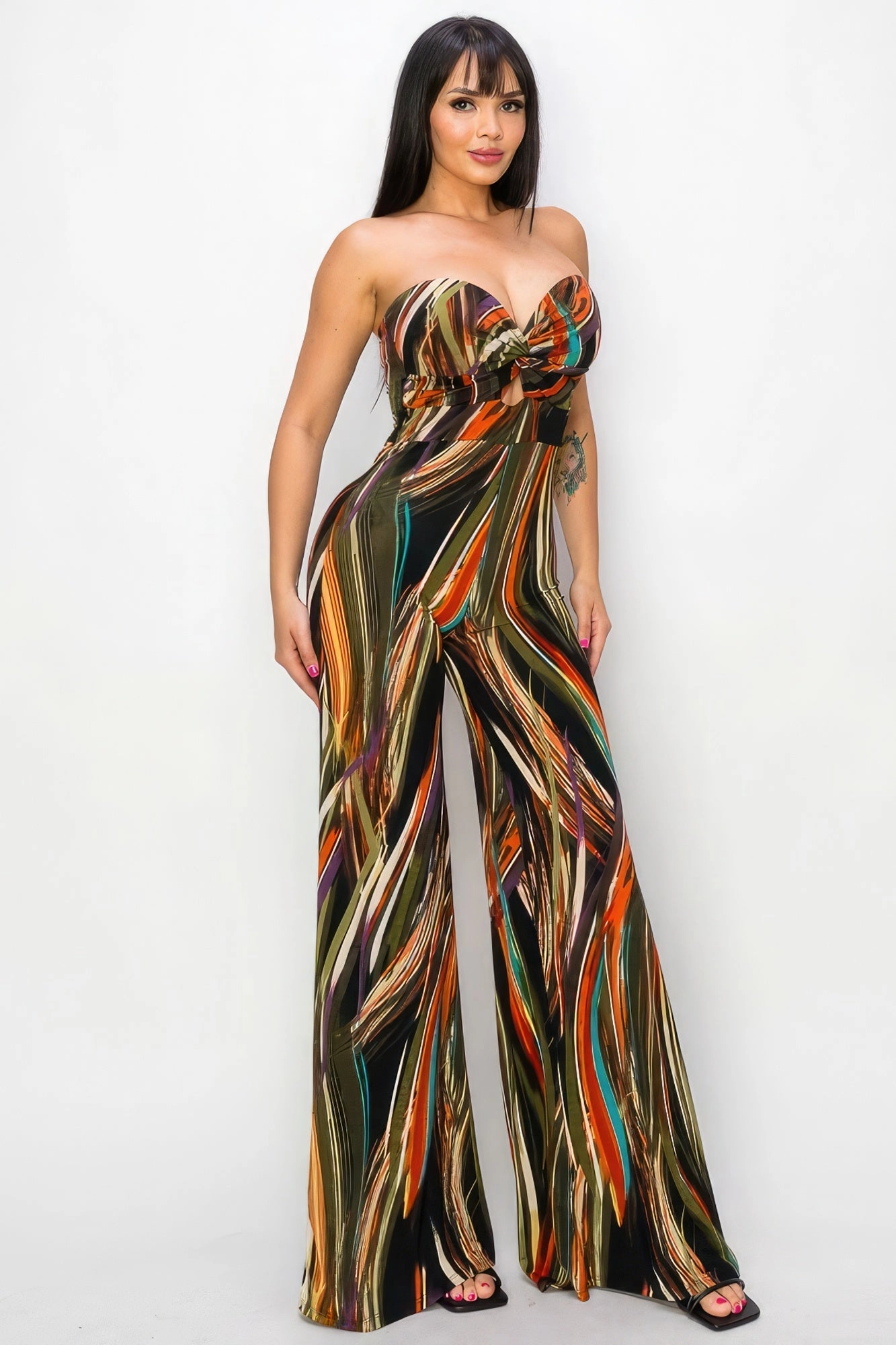 Allover Print Twist Front Wide Leg Jumpsuit Shop Today Save Hot Pick Sale
