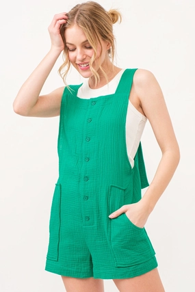 Flash Deal Today Shop the Savings And The Why Button Up Tie Back Sleeveless Romper