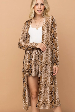 Shop the Best Deals And The Why Snake Print Kimono Open Front Longline Cardigan