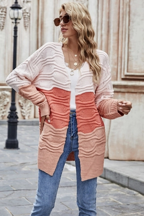 Clearance Blowout Clearance Event Alert Angel Wings Color Block Openwork Open Front Cardigan