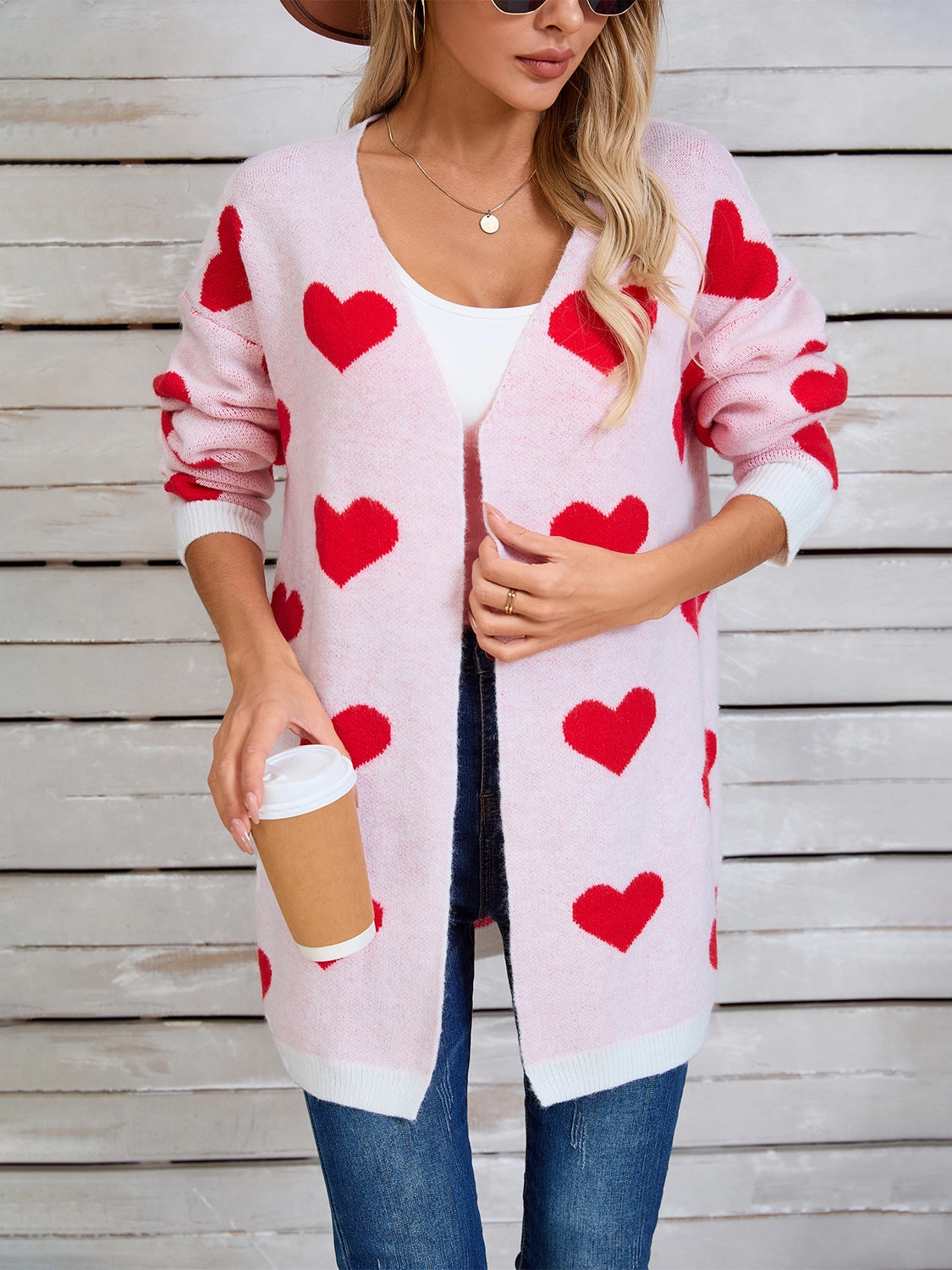 Hot Pick of the Day Surprise Offer Now Angel Wings Heart Open Front Long Sleeve Cardigan