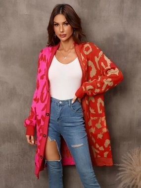 Angel Wings Leopard Button Down Longline Cardigan Weekend Sale Special