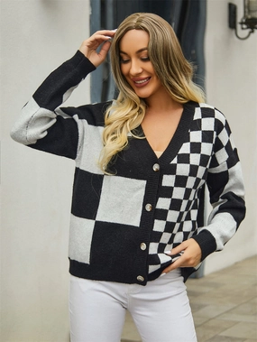 Angel Wings Plaid V-Neck Dropped Shoulder Cardigan MustShop Sale Clearance Alert Now