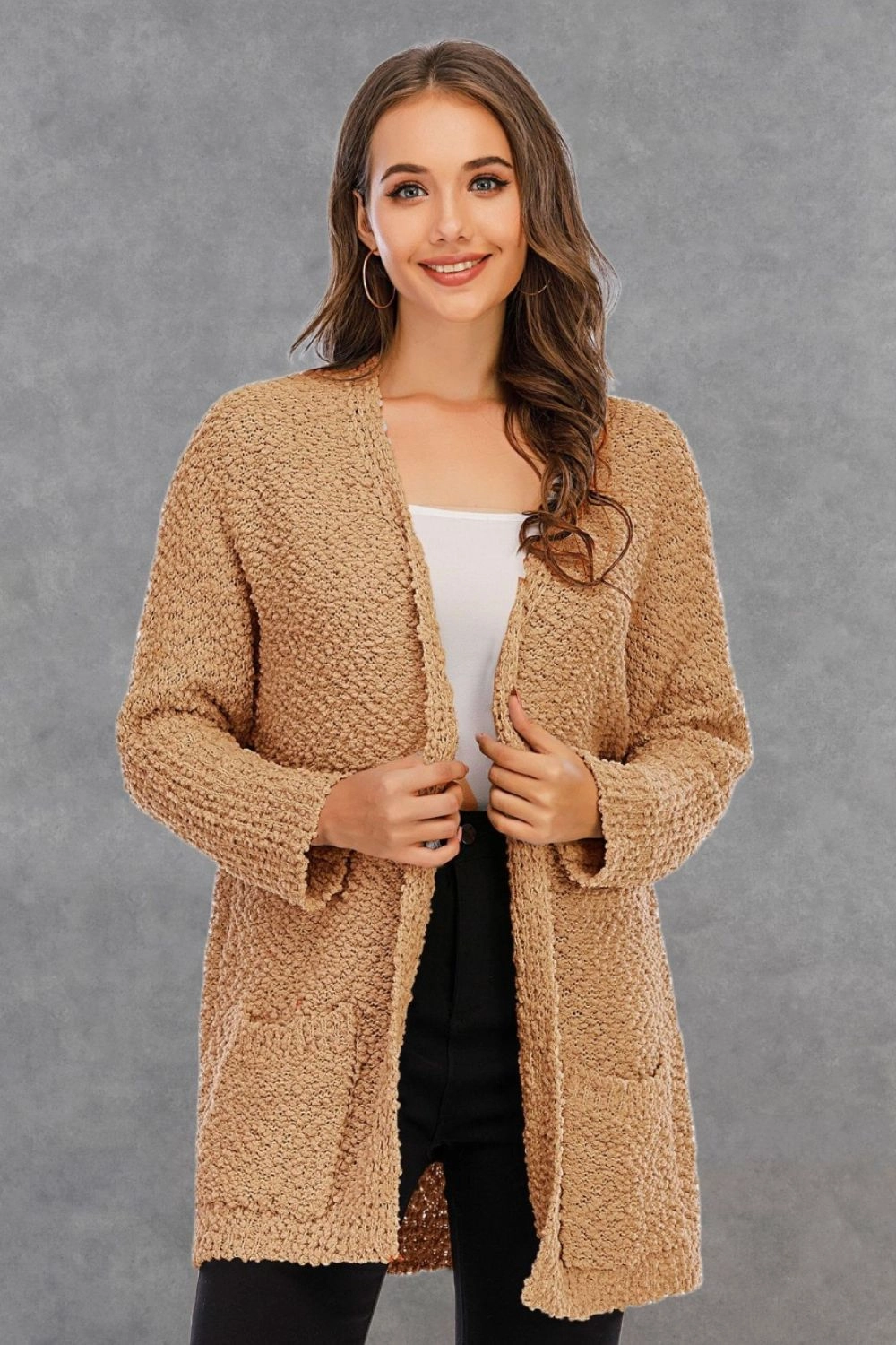 Angel Wings Pocketed Open Front Long Sleeve Cardigan Grab It Before Gone
