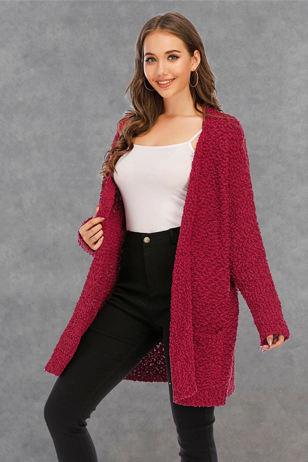 Mega Sale Now Angel Wings Pocketed Open Front Long Sleeve Cardigan