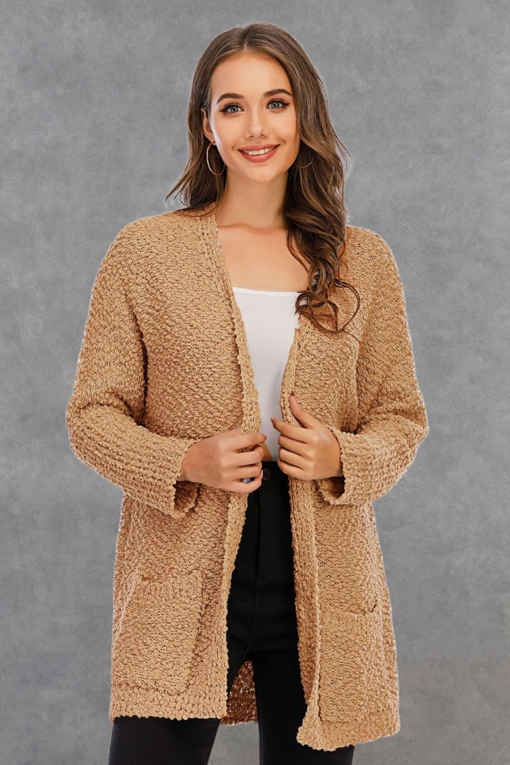 Angel Wings Pocketed Open Front Long Sleeve Cardigan Clearance Savings Now Today Only Steal