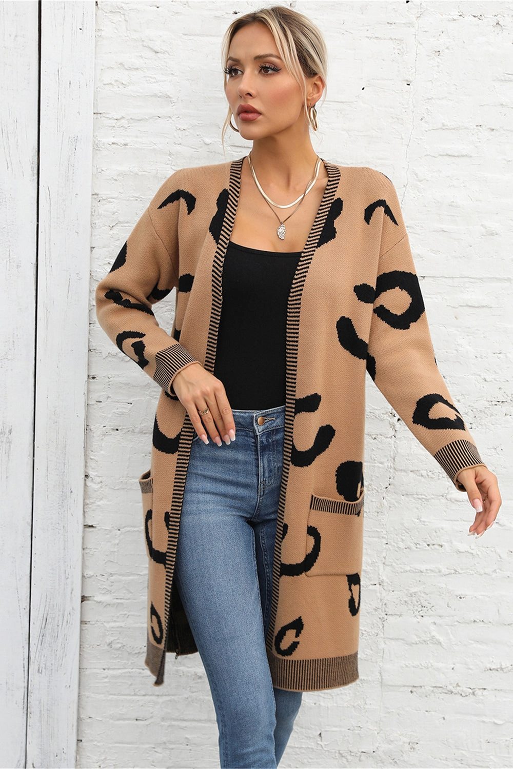 Angel Wings Printed Long Sleeve Cardigan With Pockets Save Today Event Price Drop Frenzy