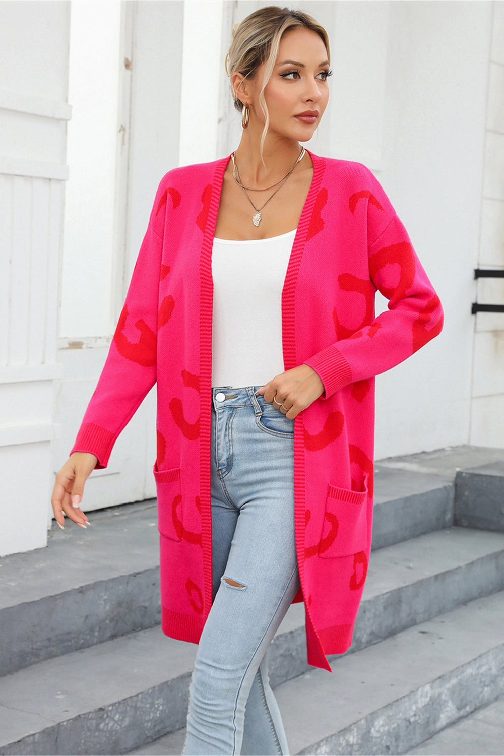 Angel Wings Printed Long Sleeve Cardigan With Pockets Dont Miss Todays Deal