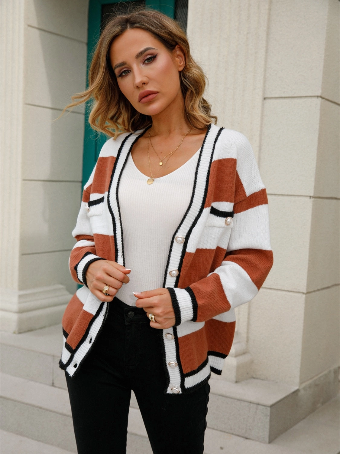 Instant Savings Inside MustHave Clearance Angel Wings Striped Button Down Cardigan