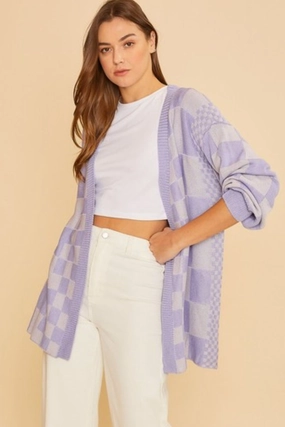 Exclusive Online Offer Annie Wear Checkered Open Front Drop Shoulder Cardigan