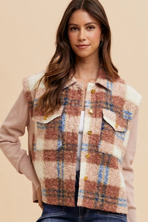 Annie Wear Faux Fur Plaid Button Up Jacket Hot Offer Event Hot Offer Frenzy