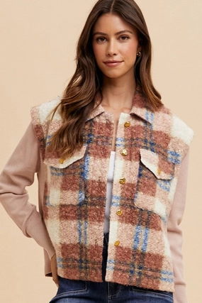 Annie Wear Faux Fur Plaid Button Up Jacket Hot Offer Event Hot Offer Frenzy