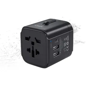 Aukey Universal Travel Adapter With Usb-C And Usb-A Ports Black Perfect Gift Sale Clearance Steal Today