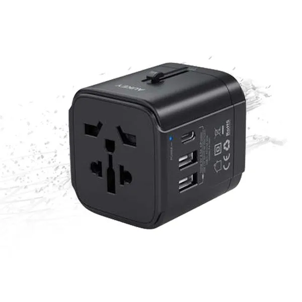 Aukey Universal Travel Adapter With Usb-C And Usb-A Ports Black Perfect Gift Sale Clearance Steal Today