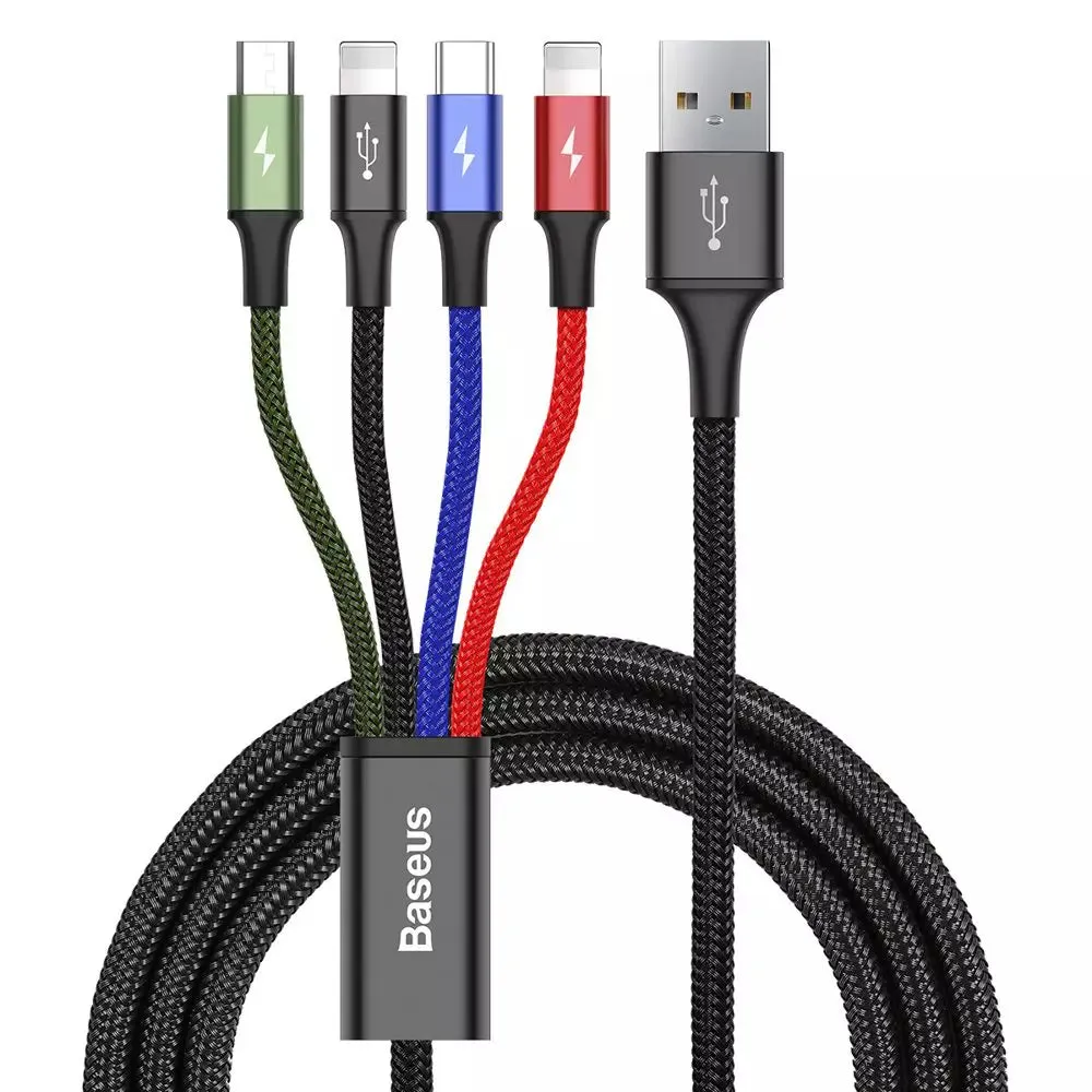 Baseus 4 In 1 Micro Usb Type-C 2X Lightning Data Cable 1.2M Dont Miss These Savings