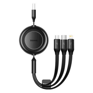 Dont Miss This Offer Baseus Bright Mirror 2 Series Retractable Cable 3 In 1 Fast Charging Data Cable Black