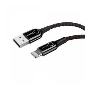 Hot Deal Alert Baseus C-Shaped Light Intelligent Power-Off Usb-A To Lightning Cable 2.4A Black 1M