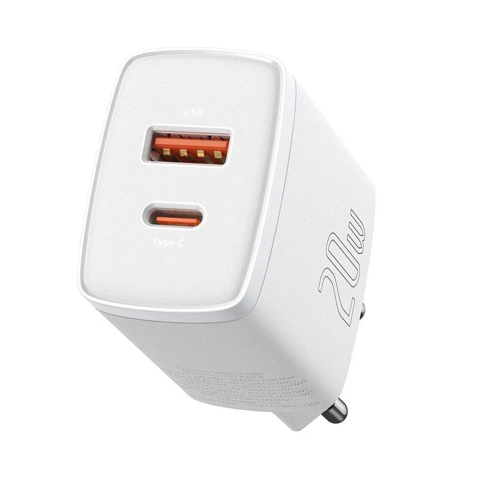 Baseus Compact Usb   Type-C 20W 3A Quick Charge 3.0 - White Limited Time Discount