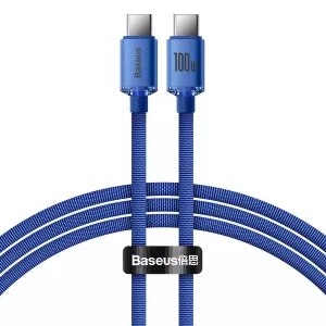 Instant Discount Save Big Online Baseus Crystal Shine Series Fast Charging Data Cable Type-C To Type-C 100W 1.2M Blue