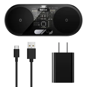 Todays Trending Deals Baseus Digital Led Display 2In1 Wireless Charger 20W Black Cn (Quick Charger 12V/2A(Cn) Usb For Type-C 3A 1M