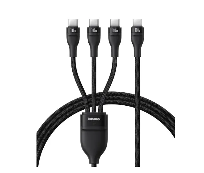 Clearance Alert Now Baseus Flash Series 3 One-For-Three Fast Charging Cable Type-C To C C C 100W 1.5M Black