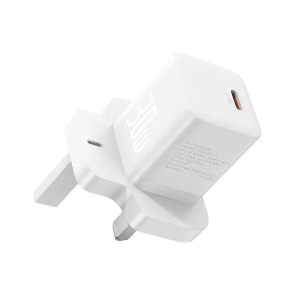 Baseus Gan5 30W Type-C Mini Fast Charger Uk Plug White Trending Hot Deal