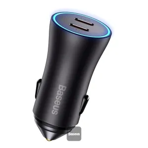 Mega Discount Event Limited Offer Alert Baseus Golden Contactor Pro Dual Usb-C 40W Car Charger Gray