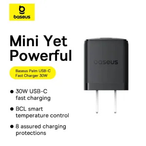 Baseus Palm Fast Charger 1C 30W Us Cluster Black Trending Offer Today Hot Discount Deal