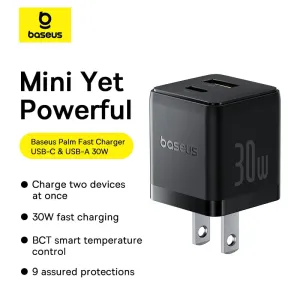 Daily Deal Frenzy Baseus Palm Fast Charger C U 30W Us Cluster Black