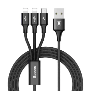 Baseus Rapid Series 3-In-1 Cable Micro Dual Lightning 3A Black 1.2M Shop Grab Savings Limited Stock Deals