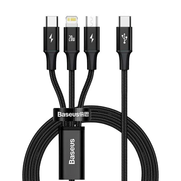 Baseus Rapid Series 3-In-1 Fast Charging Data Cable Type-C To Micro Iphone Type-C Pd 20W 1.5M Special Deal Frenzy Shop Save Big
