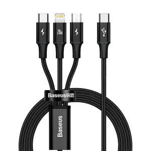 Baseus Rapid Series 3-In-1 Fast Charging Data Cable Type-C To Micro Iphone Type-C Pd 20W 1.5M Special Deal Frenzy Shop Save Big