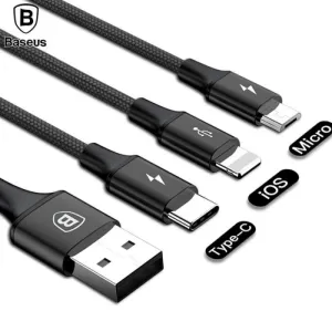 Baseus Rapid Series Usb 3 In 1 Cable For Ip Micro Type C - 1.2M Dont Miss This Steal