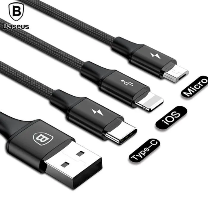 Baseus Rapid Series Usb 3 In 1 Cable For Ip Micro Type C - 1.2M Weekend Specials