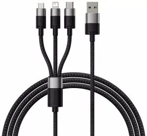 Grab It Before Gone Baseus Starspeed 1 For 3 Fast Charging Data Cable Usb To M L C 3.5A 1.2M Black