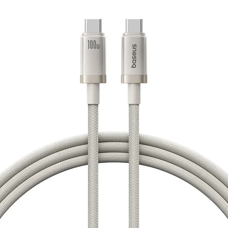 Today Only Hot Pick Limited Stock Hot Deal Baseus Titanium Alloy Fast Charging Cable Type-C To Type-C 100W 2M Galaxy Titanium Gold