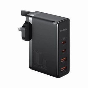 Price Drop Alert Hot Offer Inside Baseus Gan5 Pro 100W 4 Port Fast Charger 2 Type-C   2 Usb-A Uk Plug With 100W Fast Charging Data Cable Type-C (20V/5A) 1M Black
