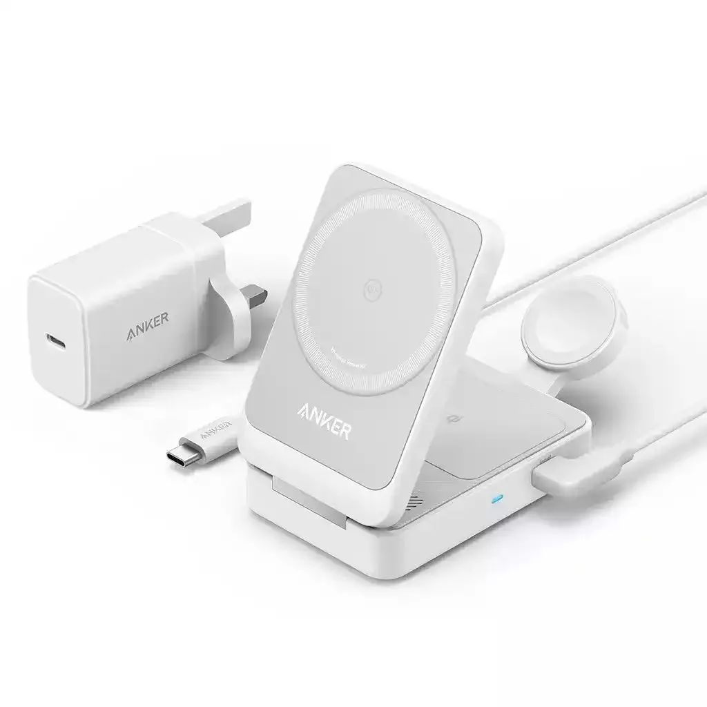 Big Savings Event Anker Maggo 15W 3-In-1 Charging Station Qi2 Certified Wireless Charger