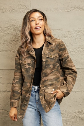 Dont Miss Big Savings Camouflage Snap Down Jacket