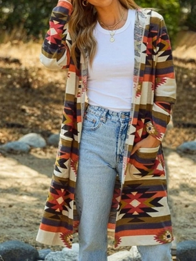 Geometric Hooded Cardigan With Pockets Today Only Offer Dont Miss Big Savings