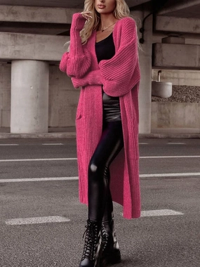 Hot Deal Alert Lantern Sleeve Pocketed Cardigan