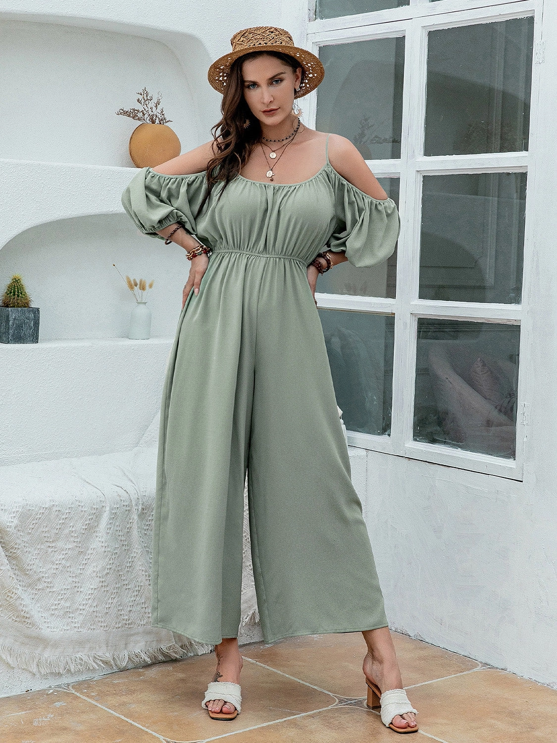 Spaghetti Strap Wide Leg Jumpsuit Clearance Alert Now