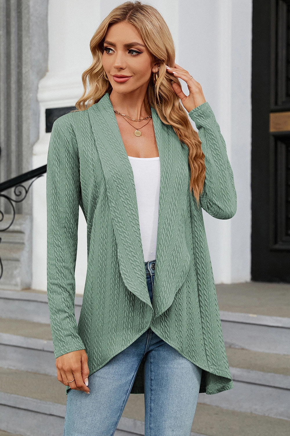 Price Drop Frenzy Surprise Discount Today Open Front Long Sleeve Cardigan