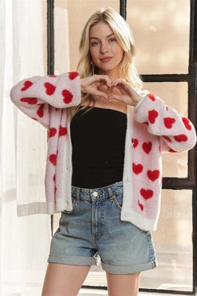 Dont Miss These Savings Biggest Savings Now Adora Fuzzy Heart Button Down Cardigan