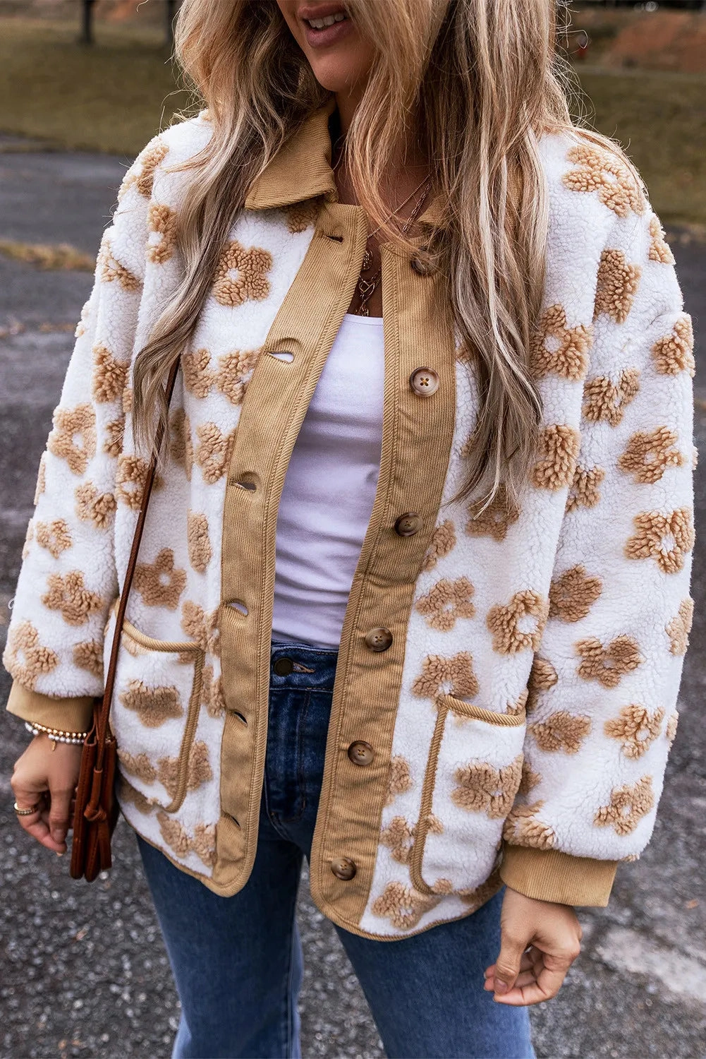 Grab It Now Flower Button Up Long Sleeve Jacket