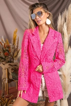 Hot Pick Sale Bibi Single-Breasted Long Sleeve Lace Blazer
