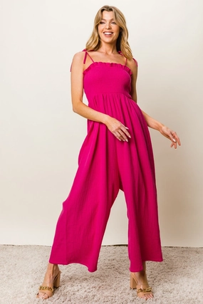 Best Deal Online Hot Clearance Now Bibi Texture Smocked Sleeveless Jumpsuit