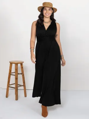 Plus Size V-Neck Wide Leg Jumpsuit Today Only Savings