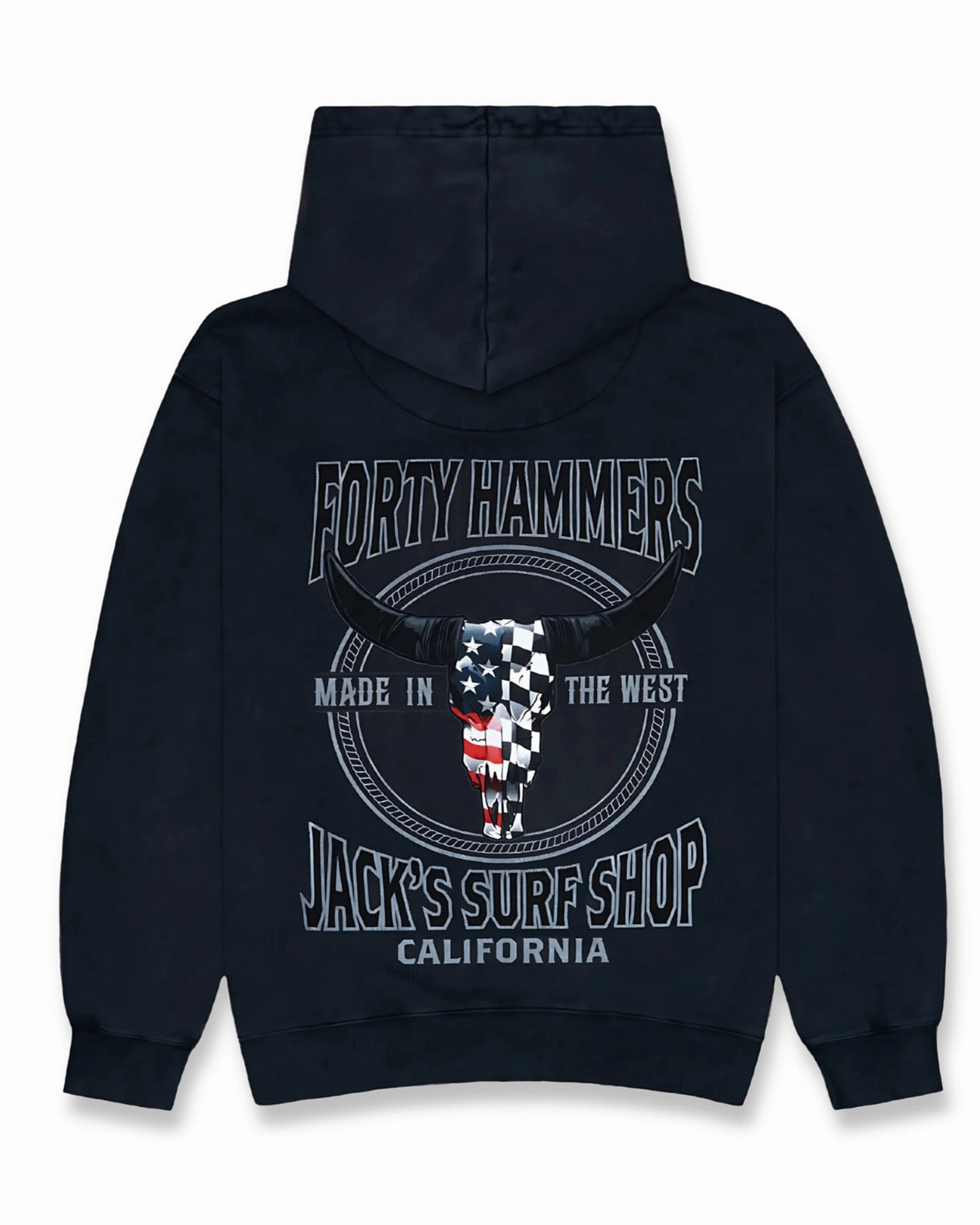 Forty Hammers "Bull Skull"Pullover Hoodie Best Deal Alert